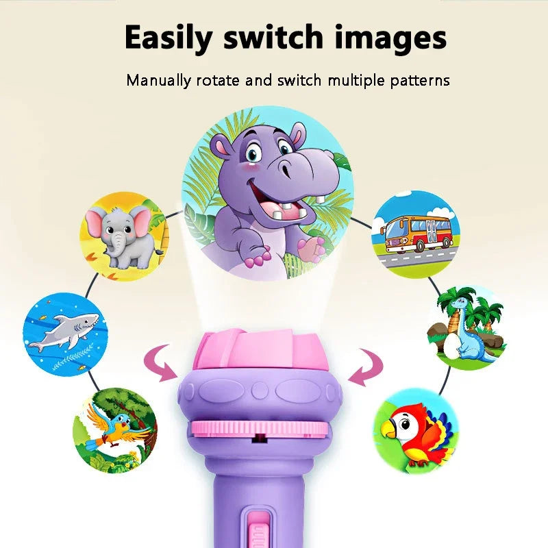 Lampe de poche projecteur pour enfant - 80 Motifs, 10 Cartes