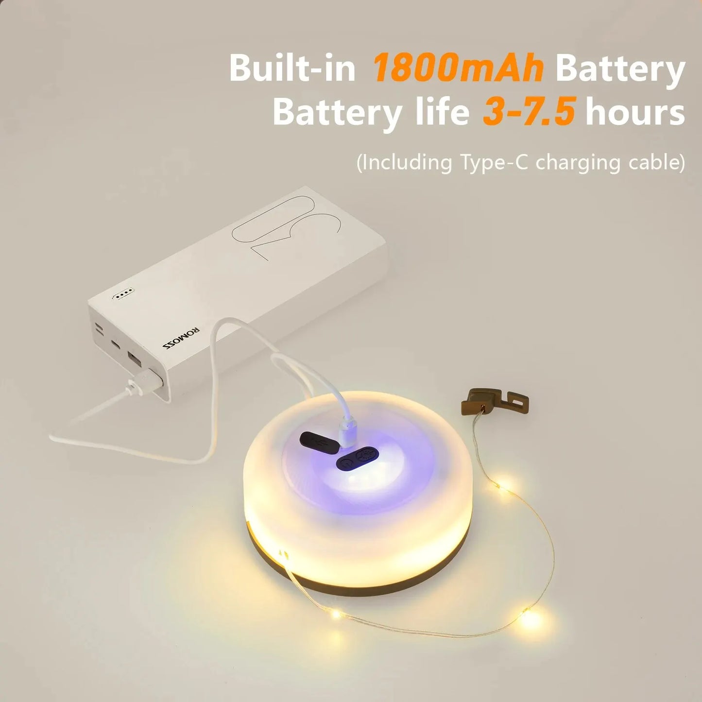 Lampe de camping bisinna - Rechargeable et étanche avec éclairage à corde