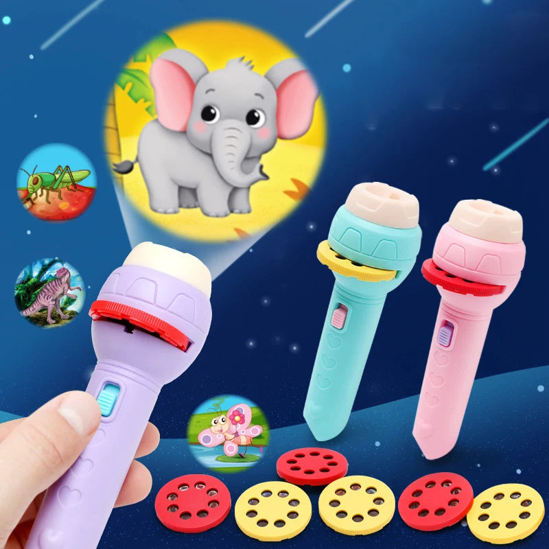 Lampe de poche projecteur pour enfant - 3 disques de diapositive