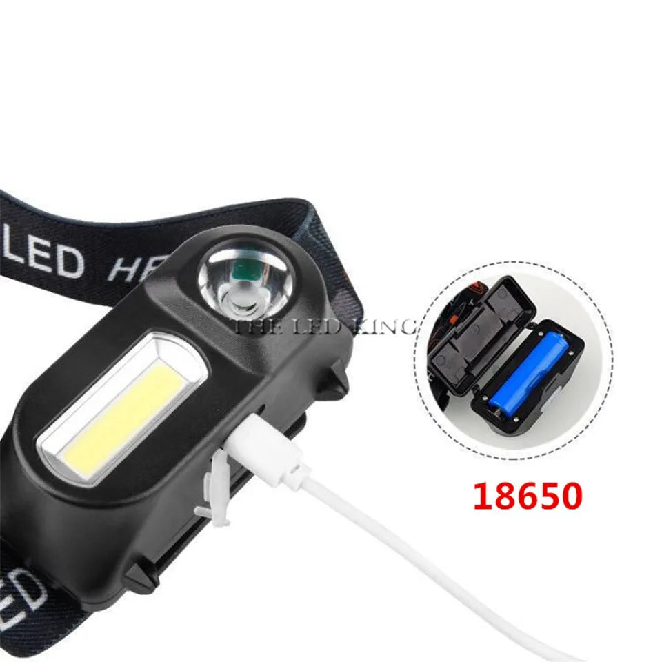 Lampe frontale LED rechargeable - 6 modes, 2000 lumens