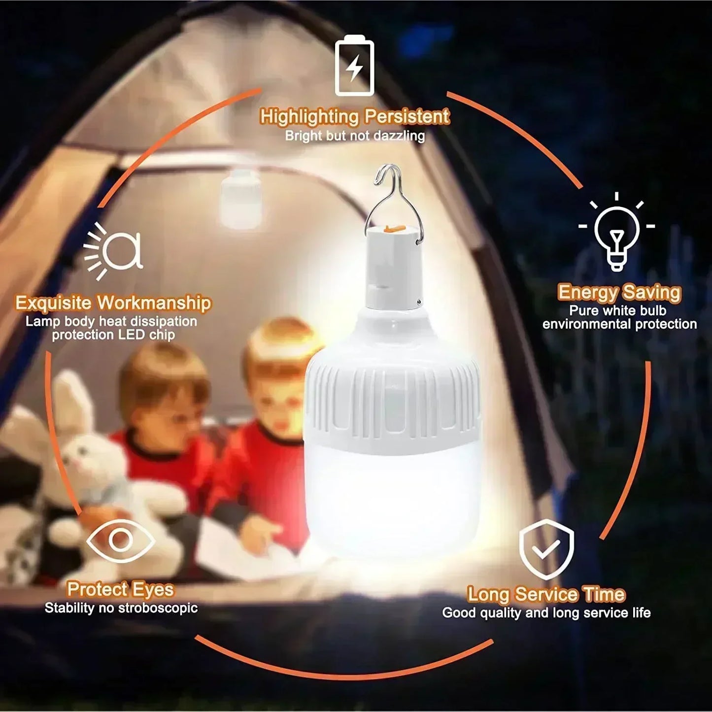 Lampe de camping LED rechargeable 30/60W - Étanche et portable