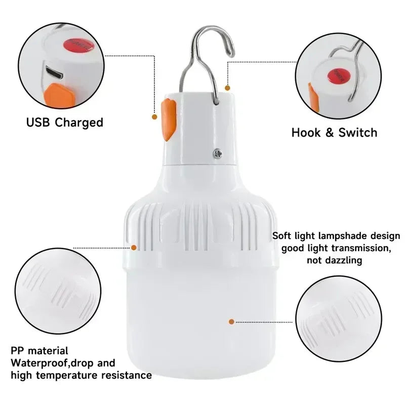 Lampe de camping LED rechargeable 30/60W - Étanche et portable
