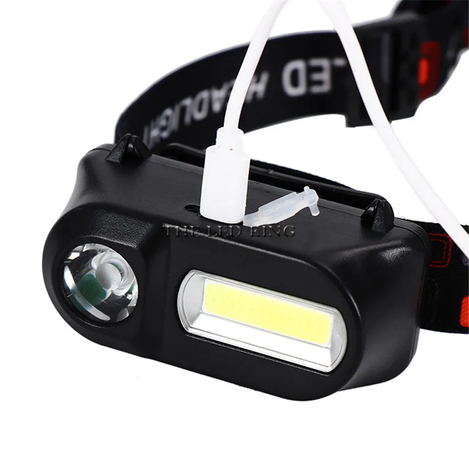 Lampe frontale LED rechargeable - 6 modes, 2000 lumens
