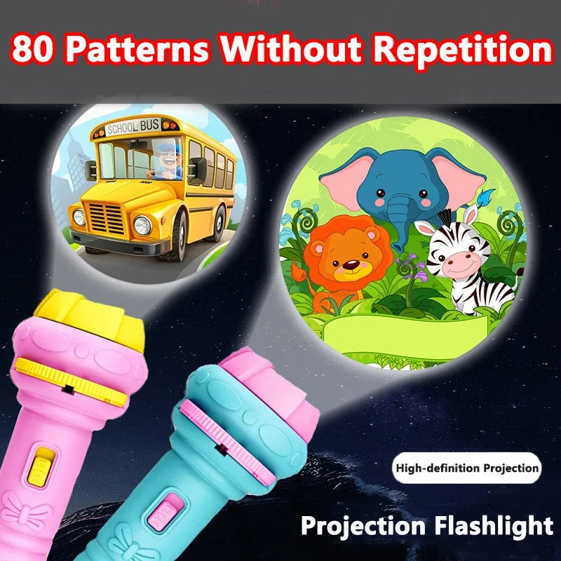 Lampe de poche projecteur pour enfant - 80 Motifs, 10 Cartes